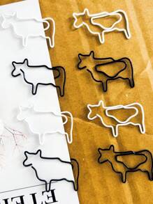 30pcs/50pcs Cute White Or Black Cow Animal Shaped Paper Clips Bookmark For Office Supplies Gifts,Back To School,School Supplies