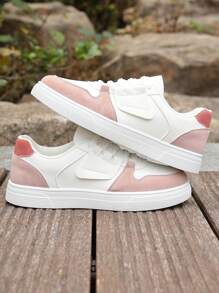 1双2025新款时尚系带平底运动鞋，低帮休闲运动鞋，适合春夏秋季 - 粉色 - 查看 5