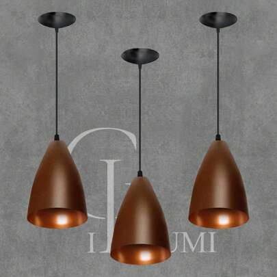 Conjunto Luzes com 3 Luminarias Pendentes Lustres em Alumínio Promoção Vegas Sala Cozinha Quarto Variedade em Cores GL ilumi!