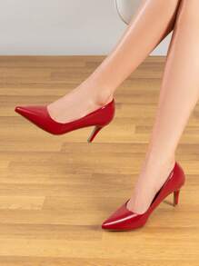 Women High Stiletto Heels Closed Pointed Toe Dress Pumps Shoes For  Wedding Work Office Business, 3 Inches SIZE UP - 紅色 - 查看 1