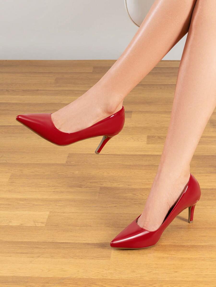 Women High Stiletto Heels Closed Pointed Toe Dress Pumps Shoes For  Wedding Work Office Business, 3 Inches SIZE UP - 紅色 - 查看 1