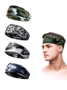 1PC Grid Patterned Wide Edge Headband For Outdoor Running And Sports Yoga Headband Hair Accessories Sweatband For Men And Women - Multicolor - View 2