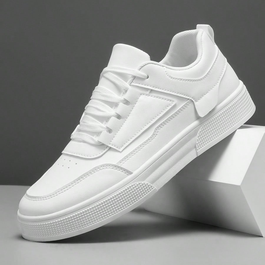 Zapatos casuales de lona con suela gruesa y versátil para hombres, zapatillas deportivas de correr de top bajo con cordones, transpirables