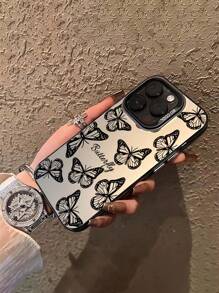 1pc Customizable Phone Case With Letter Name, Butterfly Pattern, Compatible With Samsung And IPhone 16/15/14 Plus/13 Pro/12 Pro Max/11/7P/XS/XR, Hard PC Material, Scratch-Resistant, Fingerprint-Proof, Suitable For Personal, Partner, Family, Friend, Couple, Sister, Birthday, Anniversary Gift