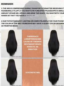 13x4蕾丝前置合成假发，预先拔毛，长直发，无需胶水，1B黑色，女士假发，26英寸，即插即用，适合初学者