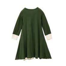 2pcs/Set Young Girl Long Sleeve Bowknot Maxi Dress + Headscarf - Green - View 5