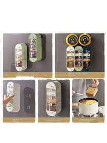 Seasoning Box Home Kitchen Shelf Salt Seasoning Combination Set Seasoning Bottle Jar Wall Hanging No-Drill