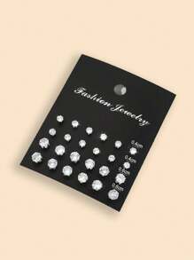 48pcs Fashionable Cubic Zirconia Stud Earrings, Suitable For Party, Date, Gift, Daily Wear - Multicolor - View 9