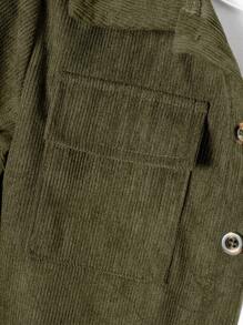 2 Stücke/Set Kleine Jungen Cord-Hemd mit Langarm und Mehrfachtaschen und Cargohose mit Klaschentaschen, lässiger Streetwear Anzug für alltägliche Anlässe, Urlaubsreisen - Armeegrün - Übersicht 5