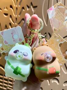 1 pièce Porte-clés suspenseur de sac à dos avec dispositif de soufflage de bulles, porte-clés de couple en forme de cochon mignon, petit cadeau