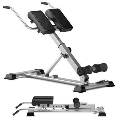 DlandHome Folding Back Extension Roman Chair, Home Fitness Crunches For Hips And Abs, Adjustable Incline, Multi-Purpose Heavy Duty Fitness Equipment, Sliver