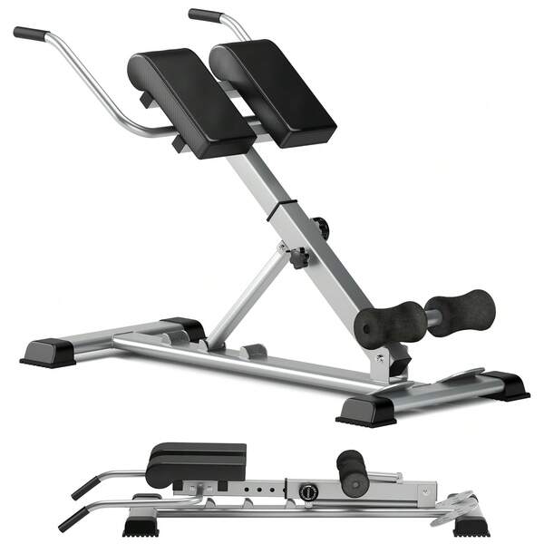 DlandHome Folding Back Extension Roman Chair, Home Fitness Crunches For Hips And Abs, Adjustable Incline, Multi-Purpose Heavy Duty Fitness Equipment, Sliver