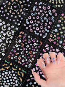 30 miếng dán móng tay hình hoa, miếng dán móng tay hình hoa cúc 3D tự dính nhiều màu sắc dùng để thiết kế và trang trí móng tay, phù hợp với phụ nữ và trẻ em gái - Nhiều màu - Xem 5