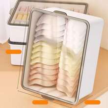 1pc Underwear Bra Socks Organizer Box, 10/15 Grids No Partition, Lightweight Plastic With Transparent Cover, Convenient For Home And Bathroom Drawer Storage - Multicolor - View 5
