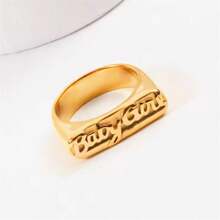 1pc Creative 18K Gold Plated Stainless Steel Letter Engraved Single Ring, Suitable For Women's Daily Wear, Gift - Alphabet Rings - View 3
