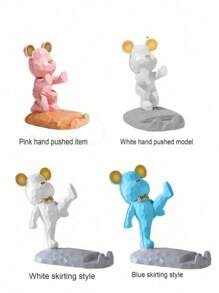 1 Pc Cartoon Bear-Shaped Mobile Phone Holder Decoration, Compatible With Smartphones And Tablets, Suitable For Desk, Bedside, Living Room, Study, Bedroom, Gift Gifts Birthday Graduation - Multicolor - View 6