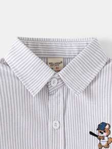 男童长袖刺绣休闲衬衫，春季