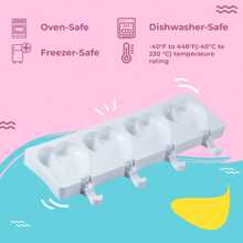 Popsicle Mold, Silicone Ice Pop Molds, Heart-Shaped Ice Cream Mold For Cakesicles, 4 Cavities, 50-Piece Popsicle Sticks Included