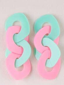 1 Cặp bông tai thiết kế phóng đại khối màu hình học cho phụ nữ - Đường khâu dài theo phong cách Châu Âu và Châu Mỹ, hình học màu tương phản - Xem 11