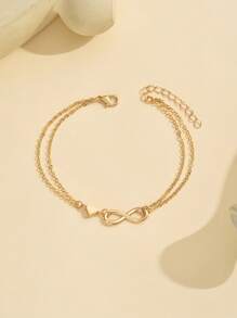 1 件数字 8 心形组合简约几何脚链，简约设计，适合女性，适合日常佩戴、派对、节日和度假，非常适合母亲节礼物 - 愛心+8字 - 查看 3