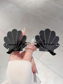 1 件新款贝壳形无框时尚眼镜，女士渐变色镜片蓝色眼镜，新颖造型多色眼镜，轻便绿色眼镜，夏季海滩配饰，夏季海滩度假、户外、旅行装饰眼镜