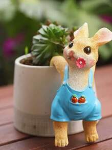 1pc Creative Hanging Rabbit Decoration, Cute Couple Rabbits Planter/Aquarium Decor Garden Ornament
