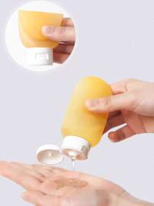 Reisset, knijpbaar ontwerp, draagbaar, lekvrij, herbruikbaar, navulbare cosmetische containers voor toiletartikelen, navulbare lotiondispensers, draagbare lotionfles, reisflessenset, lekvrije reisflessenset, navulbare lege containers voor de badkamer, reisformaat accessoires en shampoo-conditionerflessen met draagbare tas, reisbenodigdheden voor op reis, opslag voor make-uppompen, reisaccessoires, studentenhuisbenodigdheden, macaronkleurenpalet, badkamerdecoratie