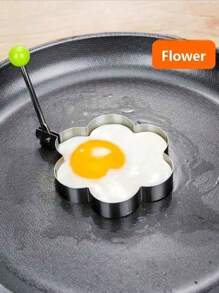 4pcs/Set Fried Egg Mold In Flower, Heart, Star And Round Shapes - Silver - View 6