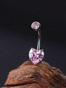 1 Stück 14G Titan Herz rosa CZ Bauchnabel Piercing gebogener Stab mit Innengewinde, Bauchnabel Schmuck, Geschenk für sie, 8mm 10mm 12mm 14mm 16mm - Herz - Übersicht 5