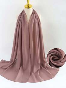 1 chiếc khăn trùm đầu mềm mại bằng vải voan trơn cho nữ, khăn choàng dài thường ngày kiểu Ả Rập màu trơn bảo thủ, thích hợp sử dụng hàng ngày - Lạc đà - Xem 2