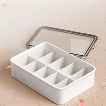 1pc Underwear Bra Socks Organizer Box, 10/15 Grids No Partition, Lightweight Plastic With Transparent Cover, Convenient For Home And Bathroom Drawer Storage - Multicolor - View 7