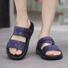 男士室内外拖鞋，防滑软底时尚 EVA 拖鞋，夏季休闲室内居家/办公室/沙滩凉鞋 - 藍色 - 查看 4