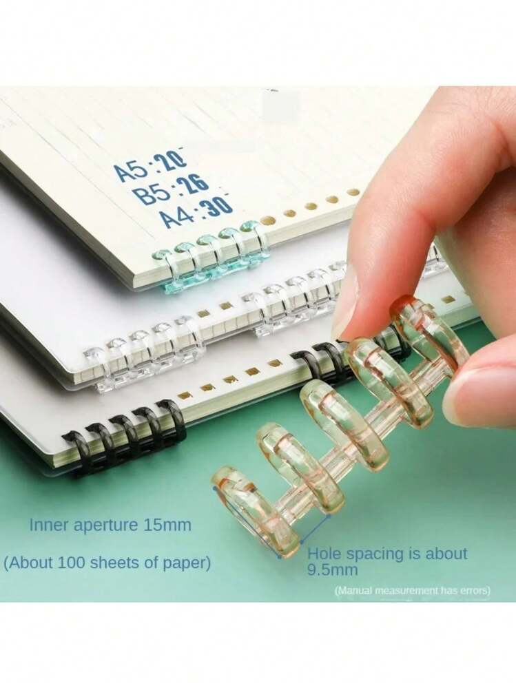 3/6/9/12/15/20/24PCS Colorful Spiral Binder Rings,4/5-Ring Binder Notebook, Plastic Binding Clips,A4/A5/B5 Size, Durable PVC Material -Removable Curl Clips, Suitable For DIY,Loose-Leaf Paper, Office Supplies,Notebooks And Scrapbooks,Back To School,School Supplies - Color Mixing - View 9
