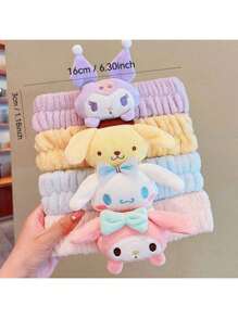 Sanrio 1 Pc Hello Kitty Hair Band Spa Headband, Cute Women's Headband For Facial Makeup, Washing, Parties, Soft Microfiber Coral Skincare Shower Fluffy Towel Headband For Girls.