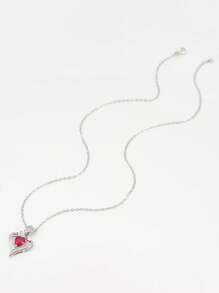 1 Pc Romantic Cubic Zirconia Heart Necklace Pendant For Women For Valentine's Day Gift Wedding Engagement Anniversary Party Jewelry,Mom,Mother,Mother's Day,Gift