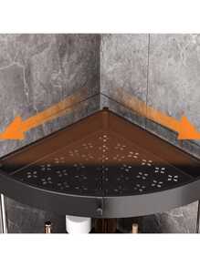 1pc No-Drill Corner Triangle Shelf, 3/4/5 Tier Freestanding Kitchen Wall Corner Storage Rack, Stainless Steel Pipe Bathroom Toilet Corner Organizer