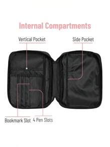 1/2Pcs/Set Black Fashionable Simple Printed Handbag Andcross Bookmark,Bible Storage Bag,Suitable Protective Case For Books And Notebooks Travel Essentials Travel Accessories Storage Bag, For Students Daily Use - Multicolor - View 6