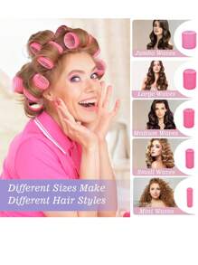 36pcs Self-Adhesive Hair Rollers Set For Different Hair Lengths, Heatless Curlers With Clips As Diy Hair Styling Tool