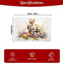 1/4/6/8 Pcs Easter Spring Placemats, Cute Bunny Silhouette & Floral Design, 12"X18" Polyester Table Mats, Suitable For Kitchen, Dining Room And Easter Party Holiday Decor