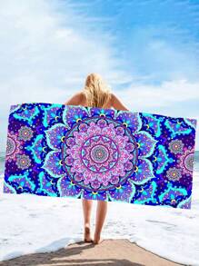 Asciugamano/telo da spiaggia assorbente e ad asciugatura rapida da 250 g/mq, con stampa a stella o mandala, extra large, utilizzabile come tappetino da yoga, scialle per il sole - asciugamano da spiaggia in microfibra per viaggi, campeggio, nuoto, escursioni - dimensioni 70*140cm o 90*180cm, accessorio essenziale per vacanze estive, viaggi, vacanze, decorazione da bagno