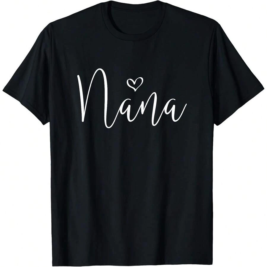 Nana For Women Grandma Christmas Mother's Day Grandparents' T-Shirt Women's Plus Size Graphic Tee - Black - View 1