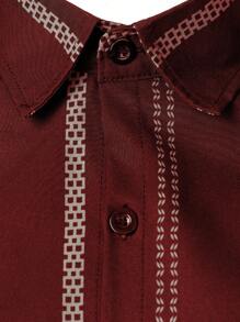 Áo polo nam nhẹ, kiểu dáng công sở, họa tiết kẻ sọc hình học, thích hợp cho mùa hè. - Đỏ - Xem 5