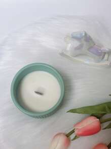 Vela perfumada de cera de soja en taza de cerámica estilo escandinavo a rayas de 5 onzas, decoración creativa del hogar, regalo portátil y fresco de vela