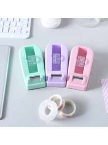 1pc Mini Desktop Plastic Tape Dispenser With Colorful Creative Design, Office Stationery Tape Cutter - Purple - View 3
