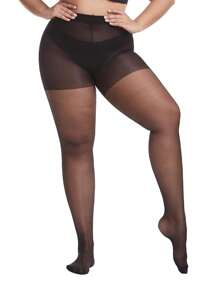 1 Pair Plus Size Women 20D Ultra Thin Sheer Minimalist Fashion Pantyhose - Coffee Brown - View 11