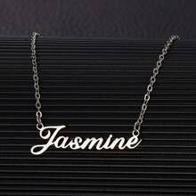 Customizable "Jasmine" Golden-Tone Necklace - Minimalist 304 Stainless Steel, Perfect For Casual Attire & Gifting, Gift Necklace|Elegant Accessory|Custom Nameplate