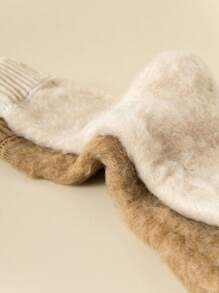 1 双女士厚羊毛袜，保暖内衬中筒袜，适合雪地、居家、产后、睡眠、地板室内穿着、秋冬季 - 彩色 - 查看 3