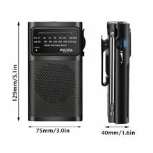 INDIN 便携式收音机 AM FM，应急收音机，配有高品质扬声器、耳机插孔、2AA 电池供电收音机，可远距离接收，袖珍收音机，适合室内、室外和紧急情况使用