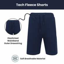 3-Pack Men's Tech Fleece Jogger Lounge Sweat Shorts With Zipper Pockets (Sizes, S-2XL) - 黑色 & 麻灰色 & 海軍藍 - 查看 8
