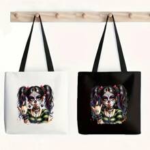 1/2/4 件哥特骷髅风格双马尾装饰贴片，个性化设计，可水洗热转印，适用于女士/男士 T 恤、背包、贴纸、装饰品、复古邮票、标签、徽章、徽标、复古帽子